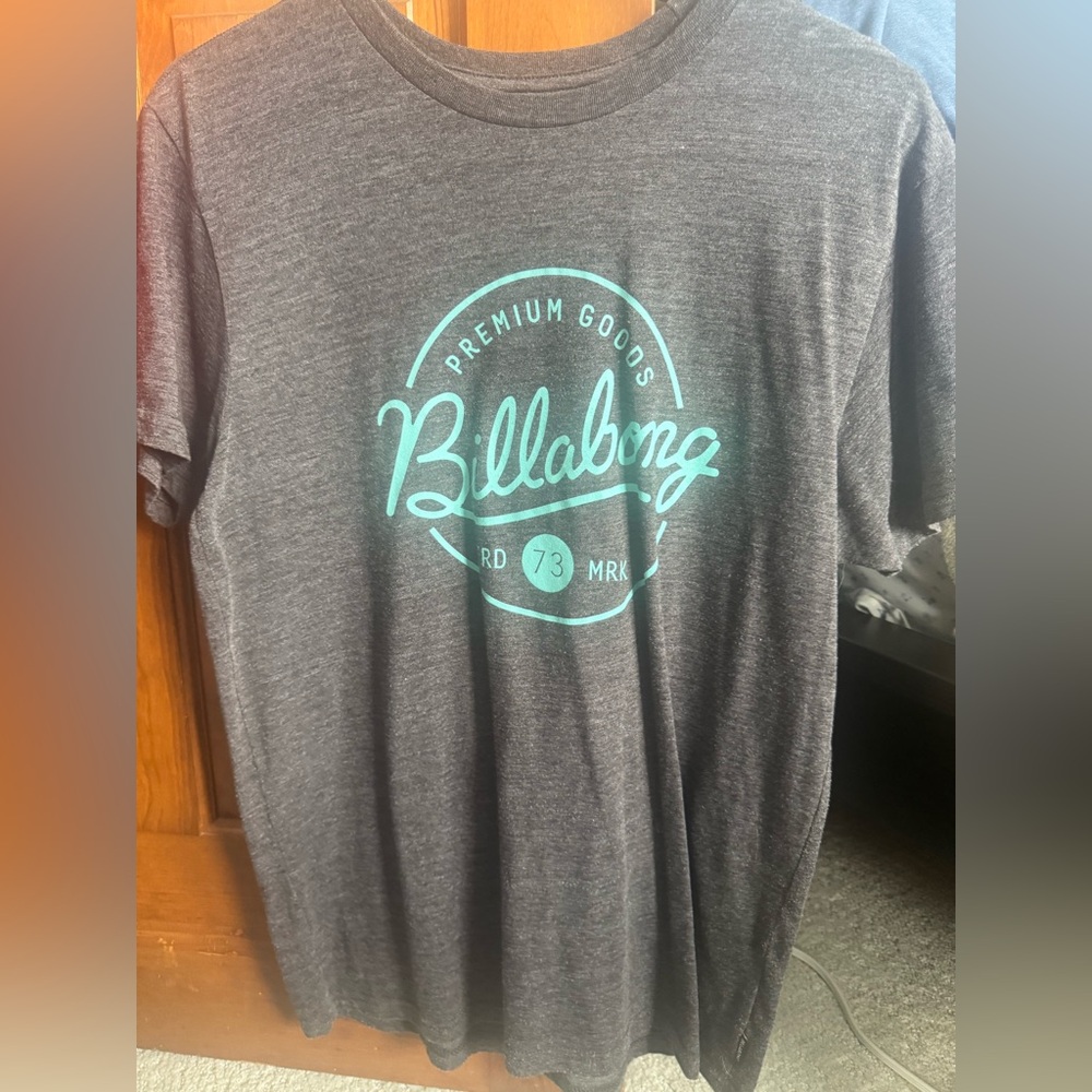 Billabong Gray Tee with Blue Logo